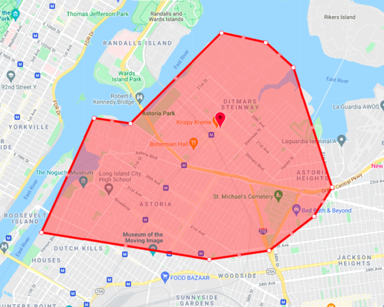 delivery map for Astoria
