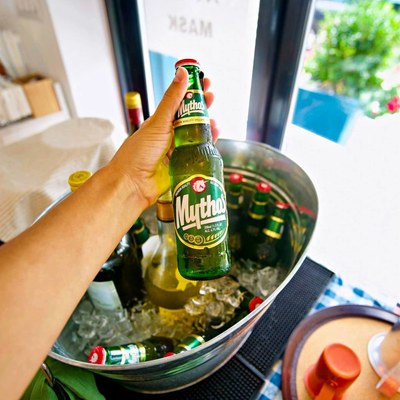 Bottle of Mythos beer