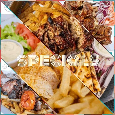 Collage of Niko's Souvlaki specials